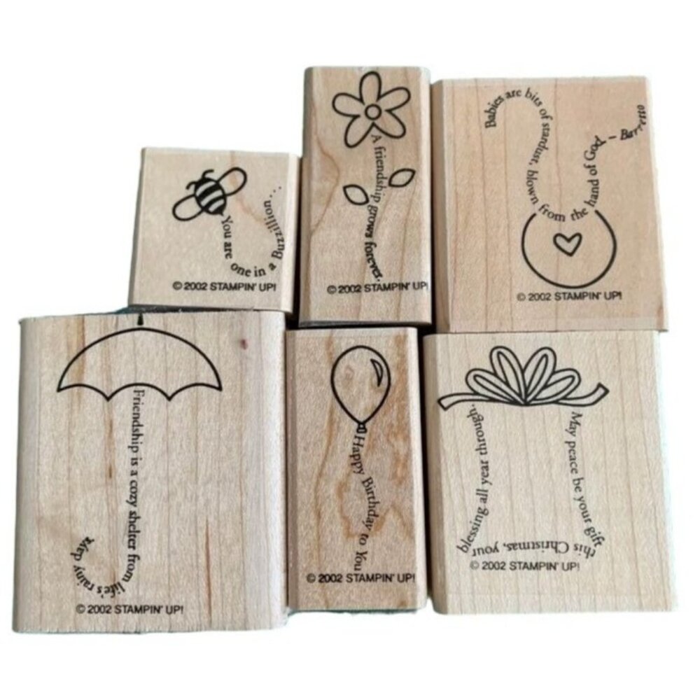Stampin Up Fine Print Rubber Stamp Set Baby Birthday Christmas Friendship Design